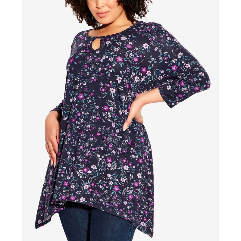 Plus Size Keyhole Swing Tunic Top